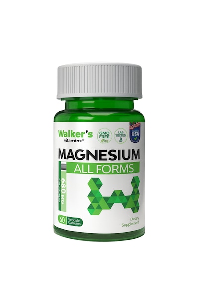 Walker's Vitamins Magnezyum All Forms Sitrat, Malat, Bisglisinat, Taurat, Laktat, Askorbat, Glukonat, Aspartat, B6