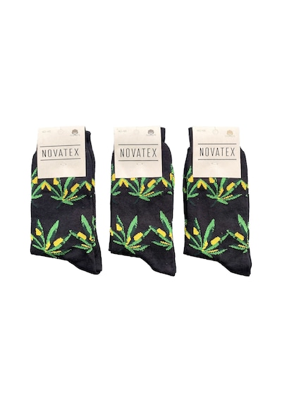 Lukitus Unisex Eğlenceli Yaprak Desenli Soket Çorap 6 Adet Lacivert