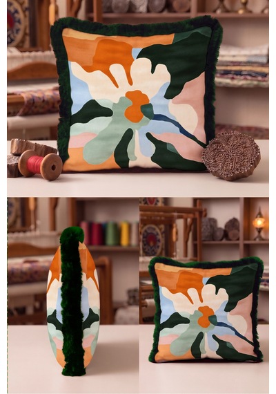Soyut Çiçek Dekoratif Saçaklı Yastık Kılıfı-sanatsal Floral Boho Yeşil Siyah Püsküllü Kırlent Kılıfı Gizli Rota Ritüel Soyut Çiçek Dekoratif Saçaklı Yastık Kılıfı-sanatsal Floral Boho Yeşil Siyah Püsküllü Kırlent Kılıfı Gizli Rota Ritüel