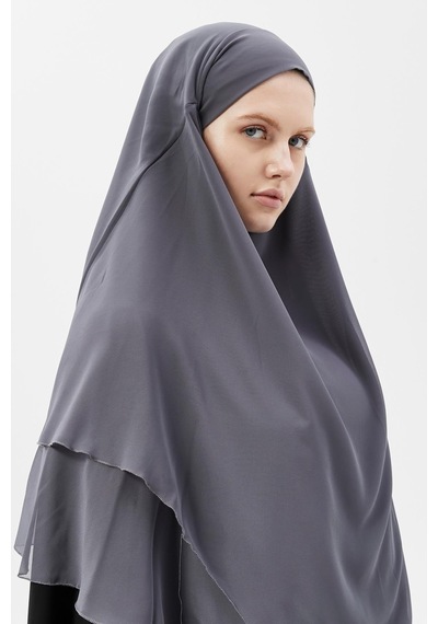 Altobeh Hazır Pratik Şifon Üç Katlı Peçeli Üçgen Hac Umre Şalı Sufle Hijab Nikap Füme