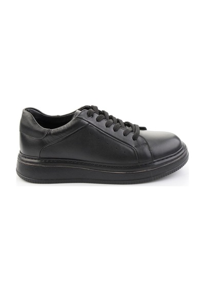 Siyah Hakiki Deri Erkek Sneaker E01089006541 Siyah
