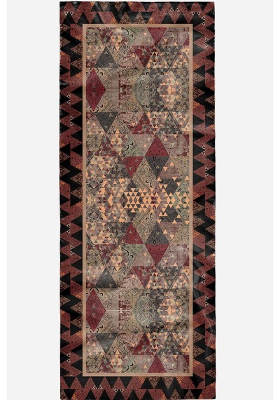 Paisley Desen Kahverengi Soft Pamuk Şal Bordo Çok Renkli