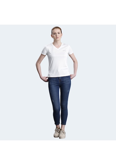 Lumberjack 5M WB PES V NECK 11CT127 5FX Kadın  Ekru Tişört
