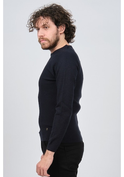 Çizgi Triko Erkek Bisiklet Yaka Slim Fit Kazak 42554259 Lacivert Lacivert