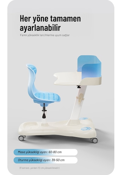Sfyzone Plus Mobil Çalışma Masası Mavi Beyaz  -  Mavi