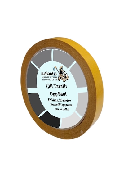 Çift Taraflı Bant İnce Şeffaf 12 mm 20 Metre 1 Adet Artlantis Resim Tablo Fotoraf Halı Yapıştırıcısı 1 Adet