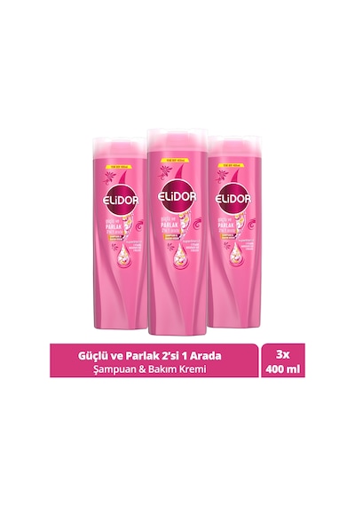 Elidor Superblend 2'si 1 Arada Güçlü ve Parlak Şampuan ve Saç Kremi 3 x 400 ML