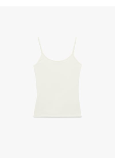Koton U Yaka Kolsuz Slim Fit Basic Atlet Ekru 6sal30058ık Ekru