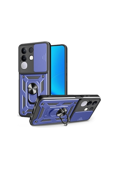 Teleplus Vivo Y29 4g Kılıf Magnetik Standlı Kamera Korumalı Slide Sürgülü Cover Kapak