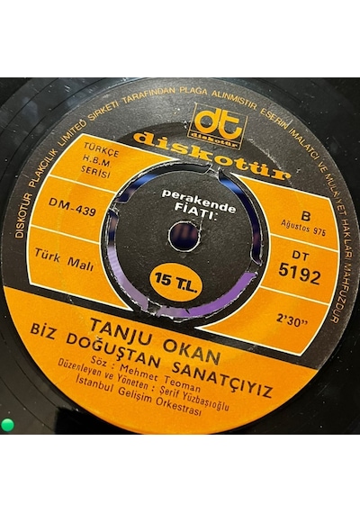 Tanju Okan - Benim Halkım / Biz Doğuştan Sanatçıyız 1975 Orijinal 45'lik