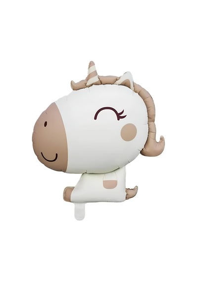 51x54 Cm Retro Unicorn Karamel Folyo Balon - Doğum Günü Parti Dekorasyon Balonu Çok Renkli