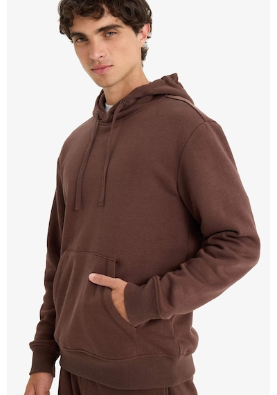 Defacto Regular Fit Kapüşonlu İçi Yumuşak Tüylü Kanguru Cepli Basic Düz Sweatshirt X8283az25aubn539 Kahve-bn539