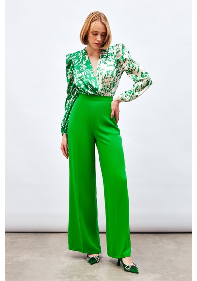 Sateen Salaş Krep Pantolon - Yeşil