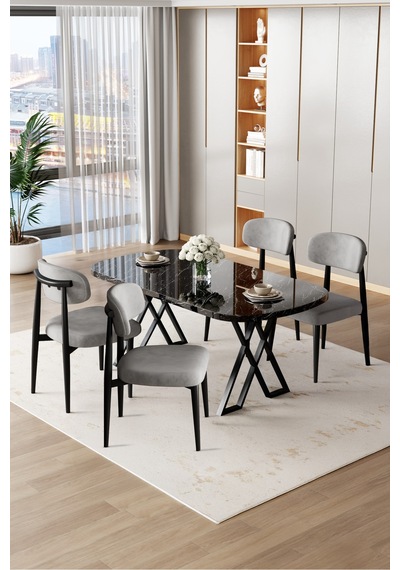 Canisa Jolin Serisi Mdf 90x168 Siyah Mermer Desen Masa Takımı 4 Gri Metal Sandalye Siyah Mermer Desen Masa, Gri Sandalye Canisa Jolin Serisi Mdf 90x168 Siyah Mermer Desen Masa Takımı 4 Gri Metal Sandalye Siyah Mermer Desen Masa, Gri Sandalye