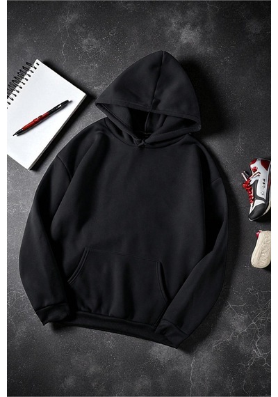 Uyguntarz Enjoy Personel Time Baskılı Oversize Sweatshirt siyah
