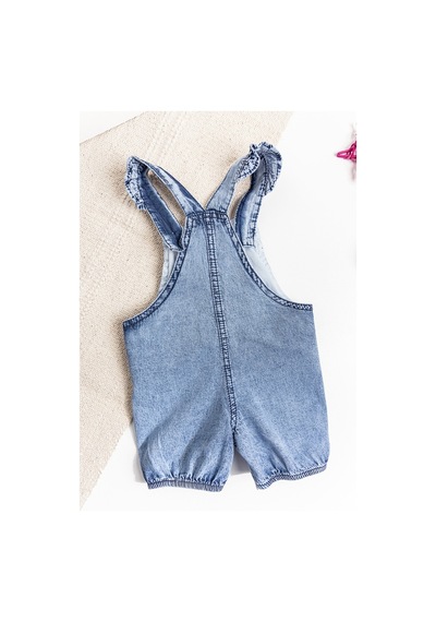 Babymod Papatya Işlemeli Denim Kumaş Kız Bebek Salopet Bebek Tulum
