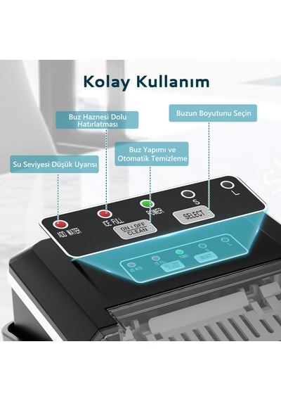 Bullet Kapsül Taşınabilir Buz Makinesi, Otomatik Temizleme, Hızlı Buz Yapma, Im011-bbl