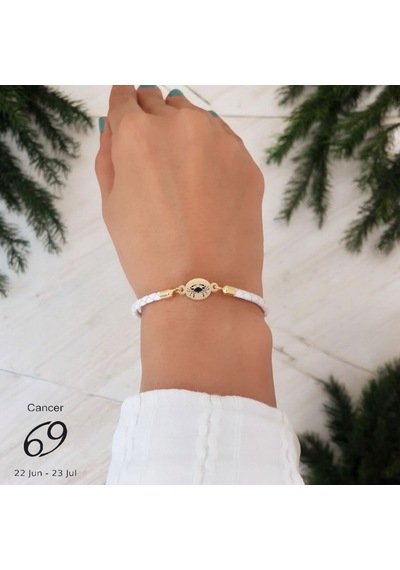 Yengeç Burçlarına Özel Doğal Beyaz Derili Oval Motifli 14 Ayar Altın Plakalı Hediye Bileklik-529burç Yengeç Yengeç Burçlarına Özel Doğal Beyaz Derili Oval Motifli 14 Ayar Altın Plakalı Hediye Bileklik-529burç Yengeç