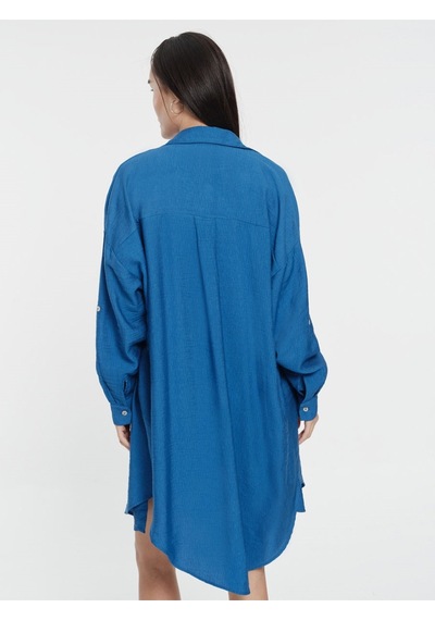 Oversize Kadın Tunic Saks Mavi
