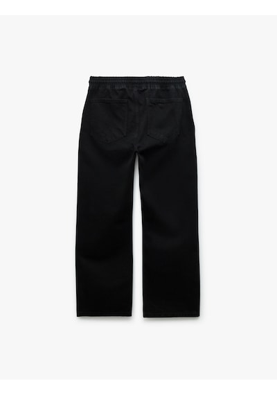 Koton Pamuklu Cep Detaylı Beli Bağcıklı Jean Pantolon Siyah 6wam40041nd Siyah
