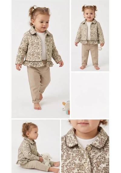 Veraura Lifestyle 6-24 Ay Ceketli Keten Pantolonlu 3lü Bebek Takımı Bej