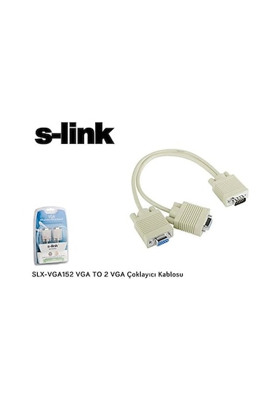 Slx-vga152 Vga To 2 Vga Çoklayıcı Kablosu, Beyaz