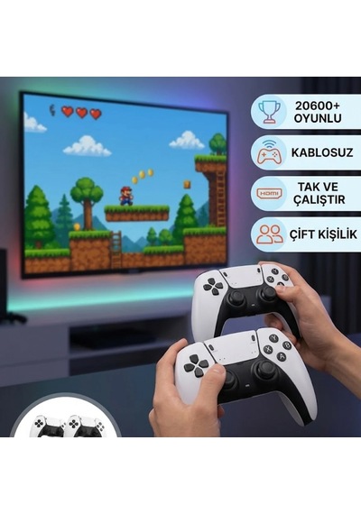 20600 Kablosuz Joystickli 4k Destekli Retro Oyun Konsolu 64 Gb
