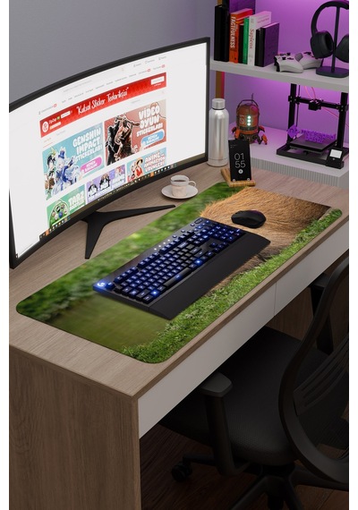 Capybara Kaymaz Dikişli Kauçuk Oyuncu Mousepad V1 - 90x40 Xxl Gaming Mouse Pad Fare Altlığı
