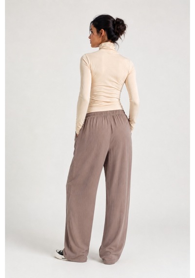 Mixxtrend Kadın Tencel Rahat Pantolon Bej