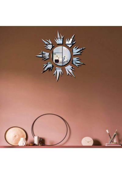 Güneş010 Model Modern Tasarım Mdf Üzeri Akrilik Duvar Dekorasyon Ürünleri Gümüş Renk 50 X 50 Cm