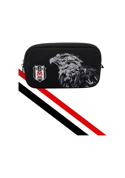Beşiktaş Kartal Baskı Detaylı Kalem Çantası Siyah