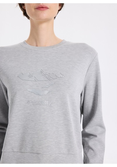 Discovery Expedition Gri Kadın Relaxed Baskılı Sweatshirt D5wl-swt3615 Gri Melanj