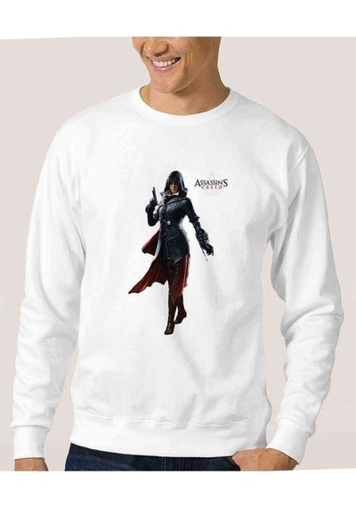 Assassins Creed Unity Elise Baskılı Beyaz Erkek Sweatshirt