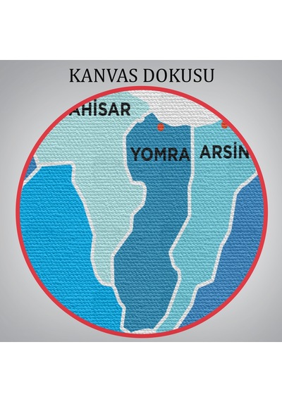 Trabzon İli Ve İlçeler Haritası Dekoratif Kanvas Tablo 1471 125 X 70