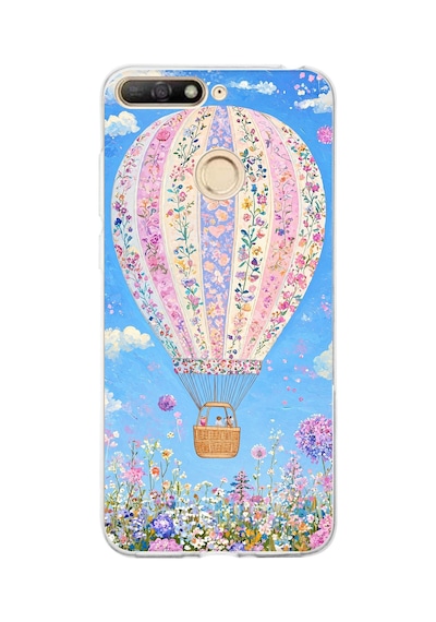 Huawei Y6 2018 - Honor 7a Uyumlu Çiçek Desenli Uçan Balon Baskılı Silikon Kılıf