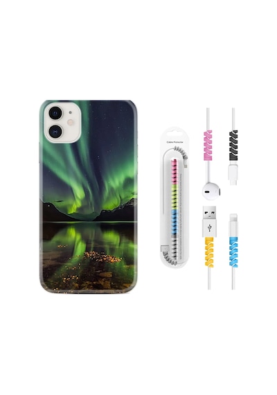 Apple Uyumlu iPhone 11 Kılıf Kablo Koruyuculu Kuzey Işıkları 1327