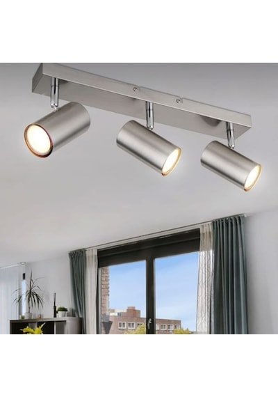 Mylights Demet Habek 60cm İnox Metal Gövdeli Panasonic Gün Işığı Led Ampullü Hareketli Spor Spot Modern Led Avize Gümüş Gri