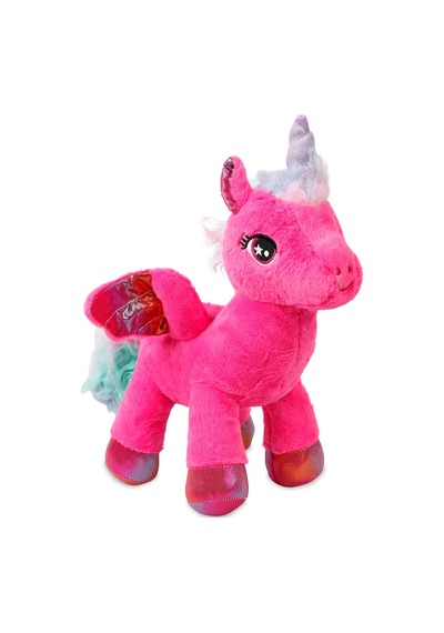 Oyuncak Peluş Kanatlı Unicorn 30 Cm - Uyku Ve Oyun Arkadaşı Peluş Oyuncak - Fuşya Pembe Renkli