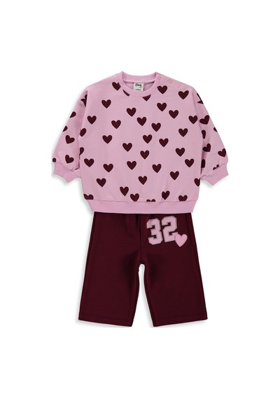 Civil Baby Kalp Empirme 6-18 Ay Takım - Pembe Pembe-bordo
