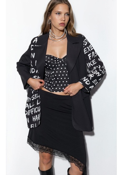 Hiccup Msn Oversize Krep Blazer Ceket Siyah