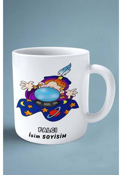 Falcı Fal Meslek Baskılı Kupa Bardak Çift Taraflı Baskı Kişiye Özel Model 3 Çok Renkli