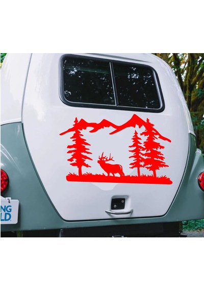 Avcı Orman Ve Dağ Sticker - 4x4 Off Road Adventure Sticker - Araba Oto Karavan Sticker - 02170 40x28 Cm