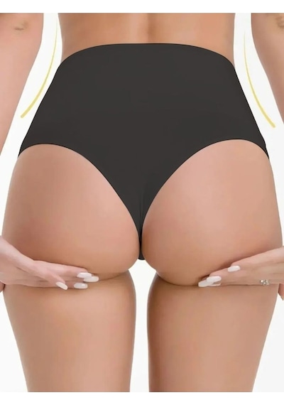 Montela Model Ekstra Bel Toparlayıcı Alt Karın Etkili String Külot Siyah Renk Siyah