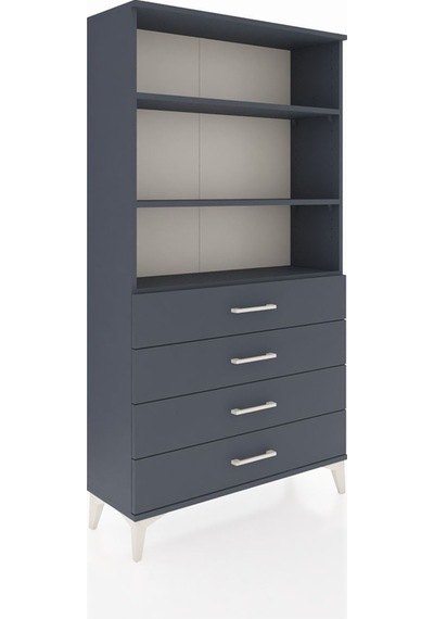 Arges Dolap 3 Raflı 4 Çekmeceli 88x30x163 Antrasit-antrasit Antrasit