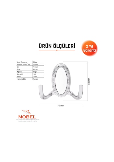 Seçi L Askı, Metal Vestiyer Askısı, Krom , Duvar Ve Dolap Askılığı 5'li Set Vidalı
