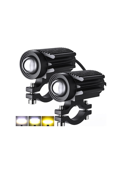 2 Adet Alüminyum Gövdeli Profesyonel Motosiklet / Atv Led Sis Farı - Kelepçeli