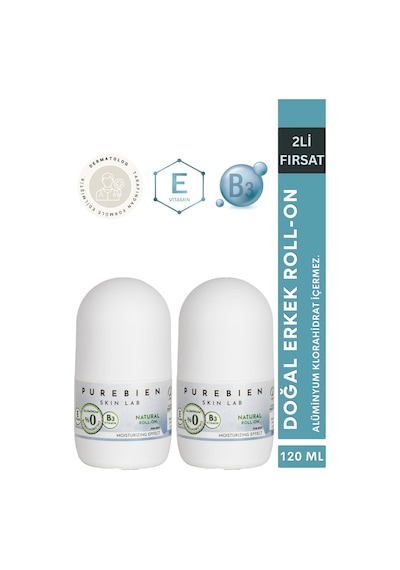 2 Li Fırsat Paketi Doğal Roll On Deodorant Erkek Beyazlatıcı Etki, Ter Kokusu Önleyici, Alkolsüz, Vegan, Leke Bırakmaz