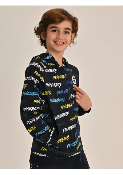 Fenerbahçe Lacivert Tribün Pattern Çocuk Sweatshirt Fb Laci Yeni