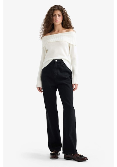 Defacto Slim Fit Dar Kesim Açık Omuz Kazak E8345ax25wner105 Ekru