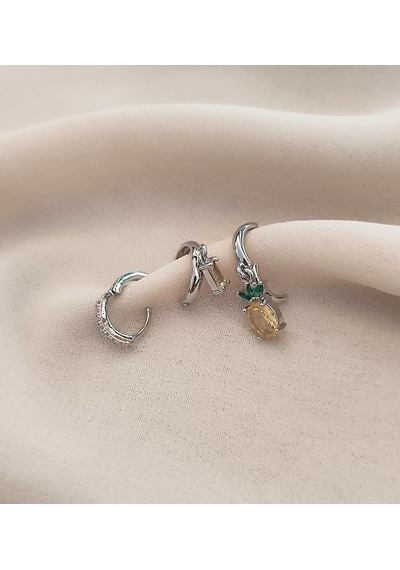 Küpe 3lü Set Kararmaz Çelik 316l Yonca Model Rose Gold Küpe Diğer